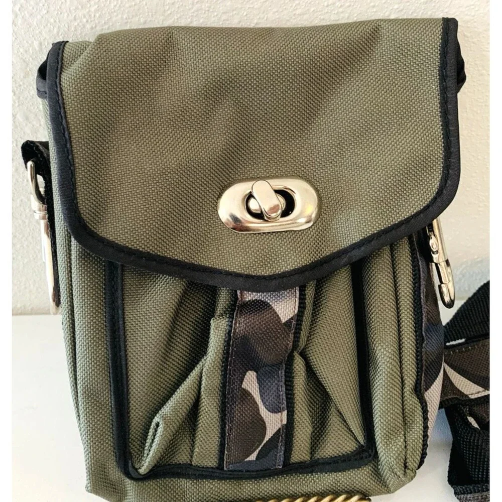 Avon Pet Durable Leash & Matching Walker Bag Army Green/Silver Hardware New